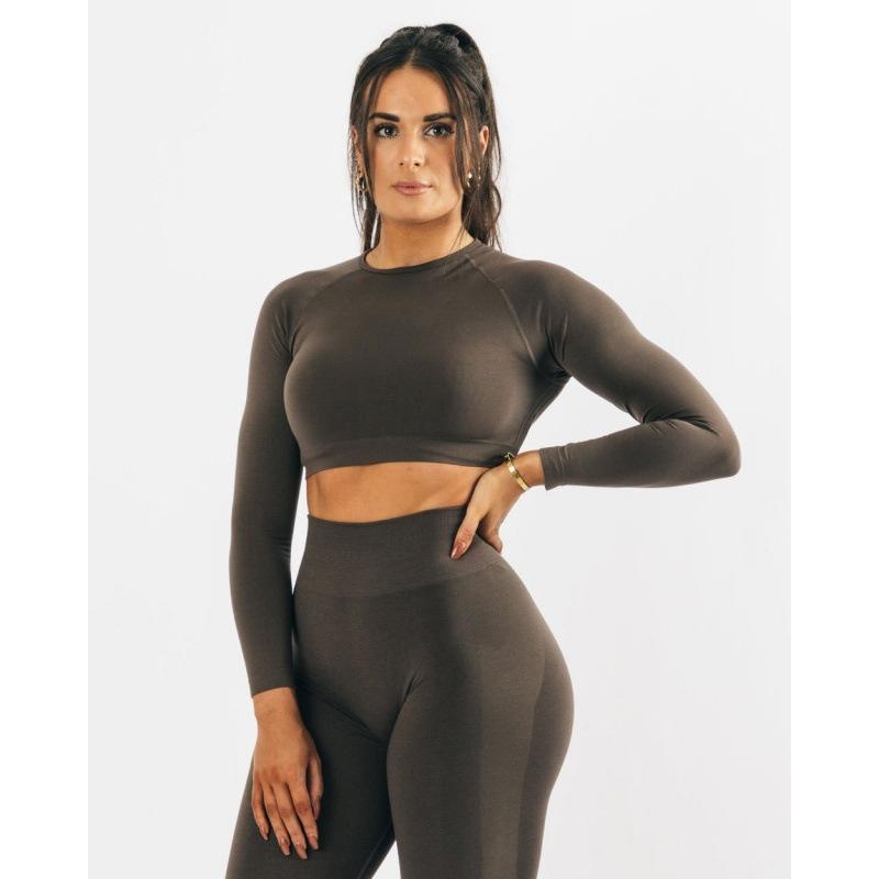 Womens Crop Tops | Adapt Fleck Seamless Long Sleeve Crop Top Clothing Crop Tops